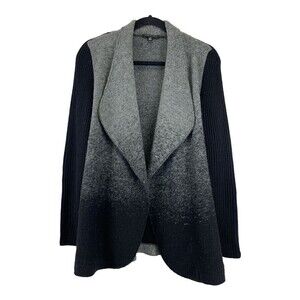 Parkhurst Gray Wool Drape Open Front Sweater Knit Sleeves Black Womens Small